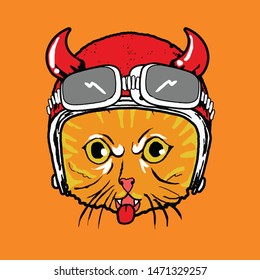 cat biker using devil thorn helmet