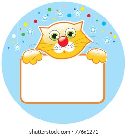 Cat and billboard. Vector illustration.