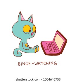 cat binge watching