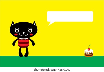 cat birthday invitation card