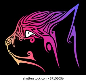 Cat in the black background