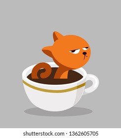 cat with Black coffee cup