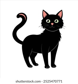 Ilustração de contorno de vetor de cor preta do gato