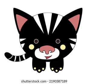 Cat Black Cute baby Kitten Little Kitty Cartoon Kawaii  Flat Vector Isolated Illustration 
