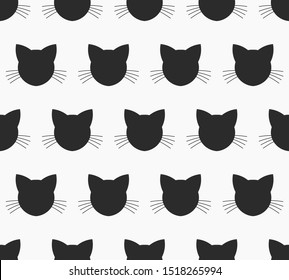 Cat black faces seamless pattern. Vector illustration.