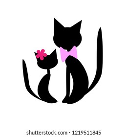 cat, black, friends