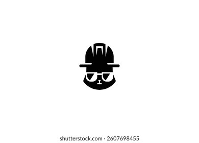 cat with black helmet glasses logo illustration design