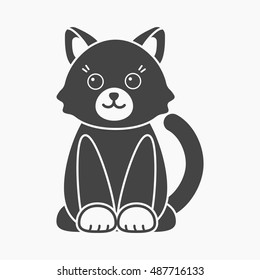 Cat black icon. Illustration for web and mobile design.