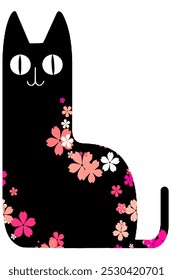 cat black isolated blossom on body