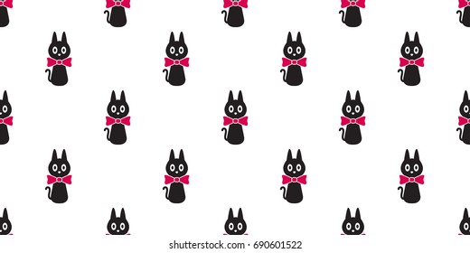 cat black cat kitten doodle Seamless Pattern vector wallpaper background