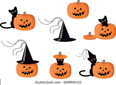 CAT BLACK PUMPKIN HALLOWEEN CALABAZA DIA DE BRUJAS VECTOR KAREM HUAMAN