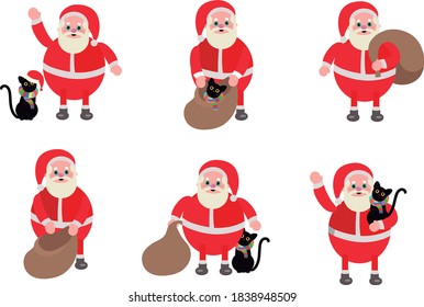 CAT BLACK SANTA CLAUS EMPTY SACK PAPA NOEL MERRY CHRISTMARS FELIZ NAVIDAD VECTOR KAREM HUAMAN