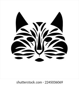 Cat black sign icon. Vector illustration eps . A black and white cat's face with a pattern on it's face, in a square frame