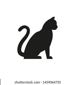 Cat black silhouette illustration isolated on white background. Feline pet icon for web. - Vector