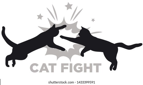 Cat. Black silhouette kitty on white background. Vector illustration.