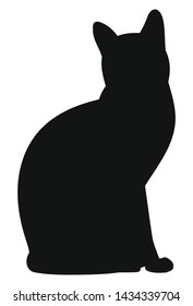 Cat. Black silhouette kitty on white background. Vector illustration.