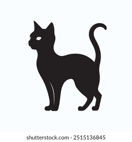 cat black silhouette set illustration
