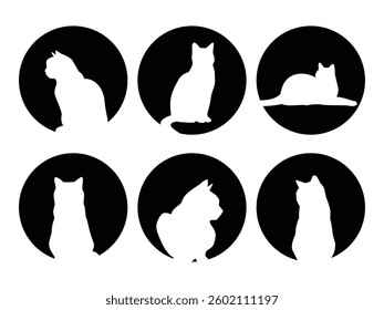 Cat black silhouette set vector illustration design