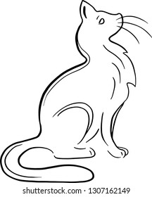 Cat black silhouette - vector 