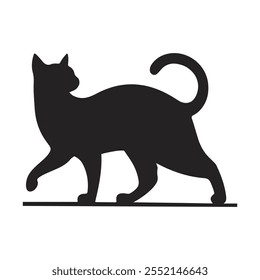 gato, silueta negra, icono de Vector