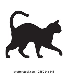 cat, black silhouette, vector icon