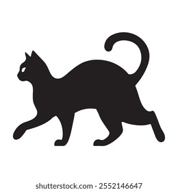 gato, silueta negra, icono de Vector