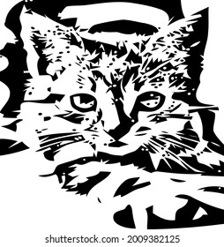 Cat Black and White Art very cool Concept , EPS 10