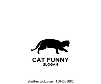 cat black white white isolated background logo icon designs vector illustration sign silhouette