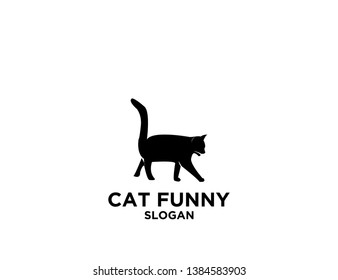 cat black white white isolated background logo icon designs vector illustration sign silhouette