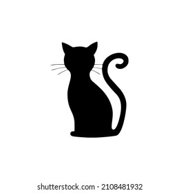 Cat Black and white silhouette. Isolated vector illustration.