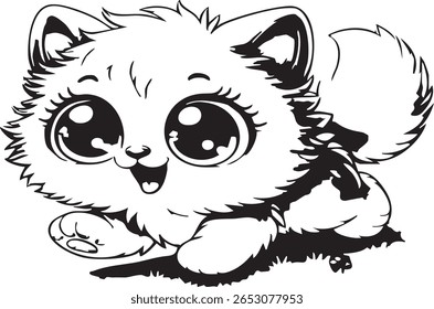 Gato en la prueba de Vector incolora del Vector blanco y negro