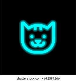 Cat blue glowing neon ui ux icon. Glowing sign logo vector