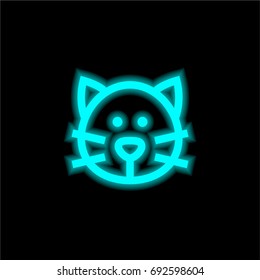 Cat blue glowing neon ui ux icon. Glowing sign logo vector