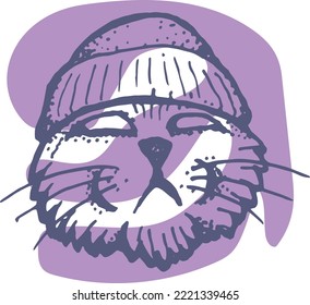 cat bonnet illustration hand drawn vector
