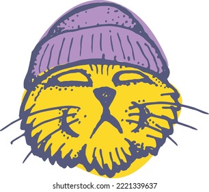 cat bonnet illustration hand drawn vector colorful