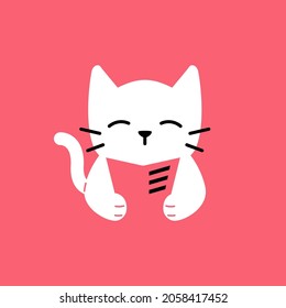 cat book read newspaper negative space logo vector icon illustration