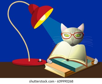 Cat with books