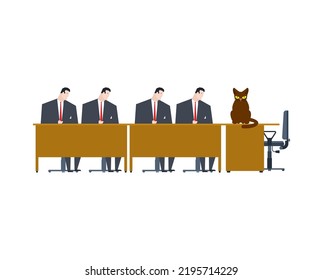 Jefe de gato en una reunión con gerentes. Ilustración del vector