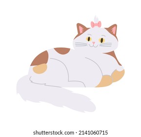 Cat with bow. Cute Domestic Animal. Vector illustration