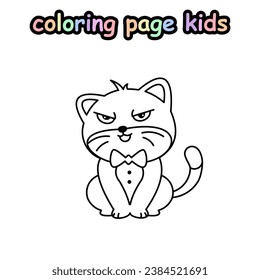 cat in bow tie coloring page kids