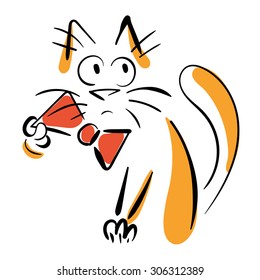 Cat with bow. Vector illustration.