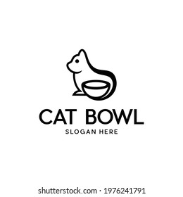 Cat Bowl Vector Logo Design