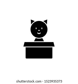 Cat in box icon. Simple glyph, flat vector of petshop icons for ui and ux, website or mobile application