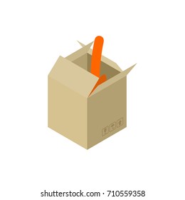 Cat in box isolated. Pet in cardboard box. vector illustration