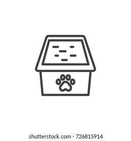 Cat box line icon, outline vector sign, linear style pictogram isolated on white. Symbol, logo illustration. Editable stroke
