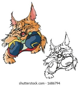 Cat Boxing Mascot. Great for t-shirt designs, school mascot logo and any other design work. Ready for vinyl cutting.