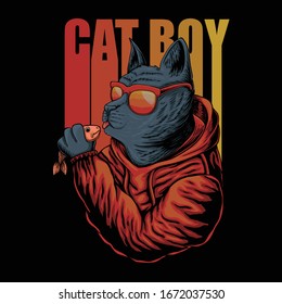 Cat boy eyeglasses vector illustration for your company or brand