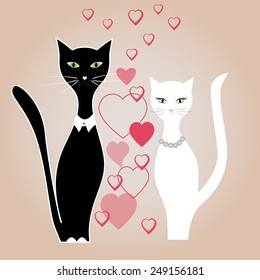 Cat boy and girl cat, love, vector