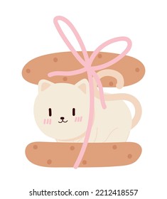 cat and bread kawaii isolated icon