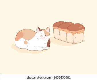 Cat Bread Pose Cat Bread Cute Stock Vector (Royalty Free) 1435430681 ...